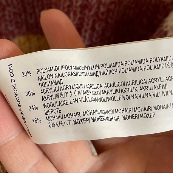 MINKPINK Relaxed Fit Wool & Mohair Striped Crewneck Sweater, Size L - Picture 6 of 6